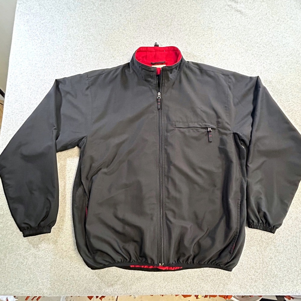 Cutter Buck Jacket Mens XL Black Full Zip Fleece Lined Windbreaker Golf Coat